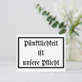Pünktlichkeit ist unsere postkarte (Stehend Vorderseite)