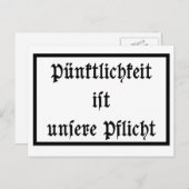 Pünktlichkeit ist unsere postkarte (Vorne/Hinten)