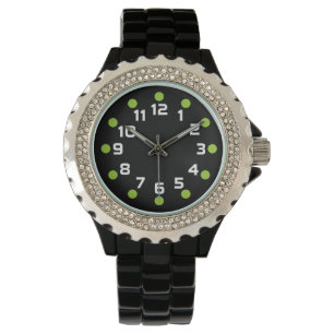 Punktmarkierungen - Martian Green und Weiß auf Sch Armbanduhr