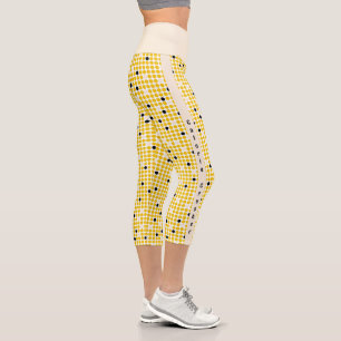 Punktmatrix - Gelb Creme Schwarz-MIT TEXT Capri Leggings