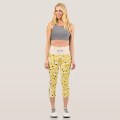 Punktmatrix - Gelb Creme Schwarz-MIT TEXT Capri Leggings (Vorderseite)