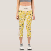 Punktmatrix - Gelb Creme Schwarz-MIT TEXT Capri Leggings (Vorderseite)