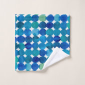 Punktmuster - blau und grün badhandtuch set (Waschlappen)