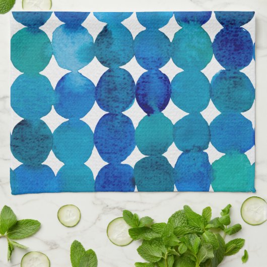 Punktmuster - blau und grün. geschirrtuch (Gefaltet)