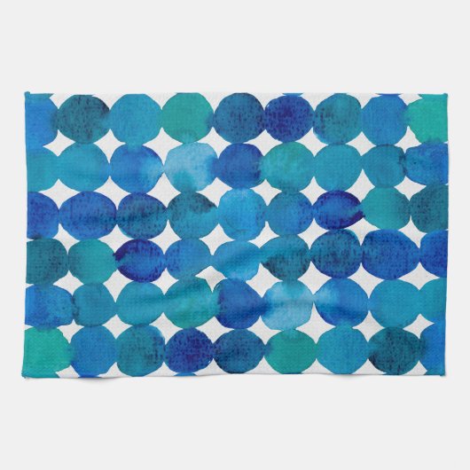 Punktmuster - blau und grün. geschirrtuch (Horizontal)