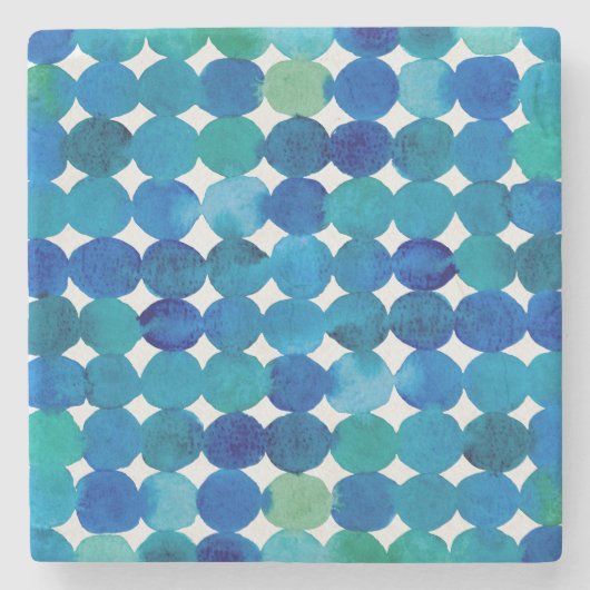Punktmuster - blau und grün steinuntersetzer (Vorderseite)