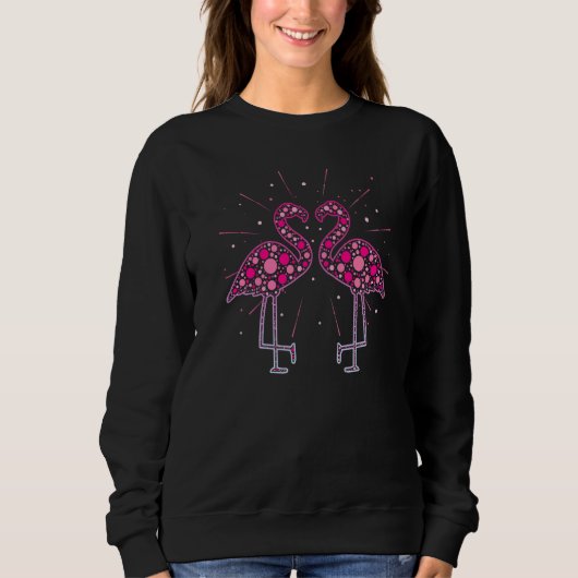 Punktmuster Flamingo Vogel September International Sweatshirt (Vorderseite)