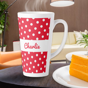 Punktmuster Retro Rot Weiß Personalisiert Milchtasse