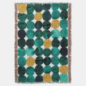 Punktmuster - smaragdfarbener und goldener Glitzer Decke (Vorderseite Vertikal)