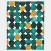 Punktmuster - smaragdfarbener und goldener Glitzer Fleecedecke (Vorderseite)