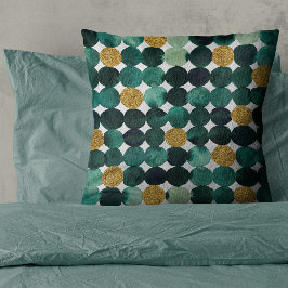 Punktmuster - smaragdfarbener und goldener Glitzer Kissen