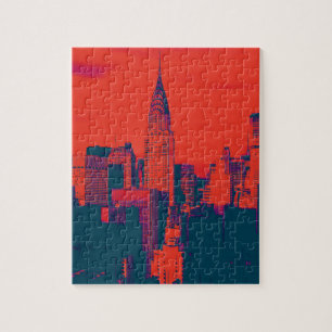 Punktröter Retro-Style Pop-Art New York City Puzzle