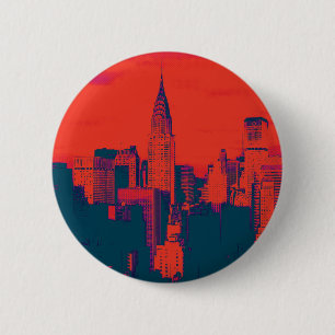 Punktrotes Retro-Style-Pop-Art New York City Button