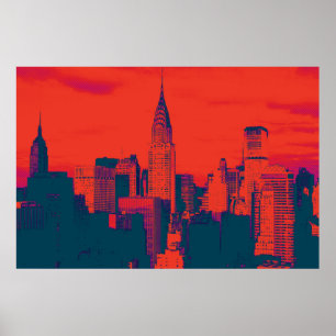 Punkts Rot Blau Retro-Stil Pop-Art New York City Poster