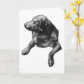 Punktweiche Jahresbemerkung eines Labradors Karte (Gelbe Blume)