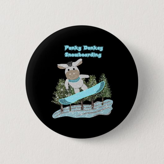 Punky Donkey Snowboarding Button (Vorderseite)