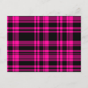 Punky Hot Pink Kariert Postkarte