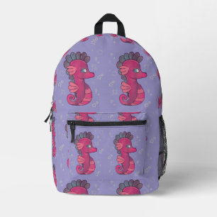 Punky Seahorse   Süßes rosa Seepferdchen Bedruckter Rucksack