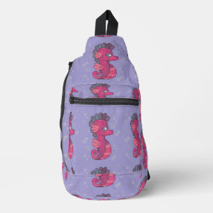 Punky Seahorse   Süßes rosa Seepferdchen Crossbody Bag