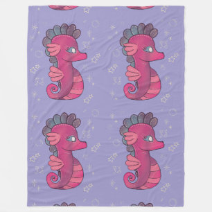 Punky Seahorse Süßes rosa Seepferdchen Fleecedecke