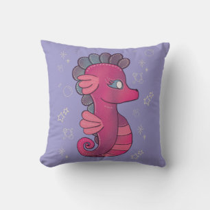 Punky Seahorse   Süßes rosa Seepferdchen Kissen