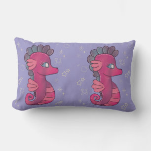 Punky Seahorse   Süßes rosa Seepferdchen Lendenkissen