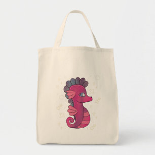 Punky Seahorse   Süßes rosa Seepferdchen Tragetasche