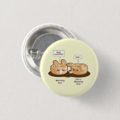 Punny Brötchen: Niedliches Morgen-Häschen Button (Vorne & Hinten)
