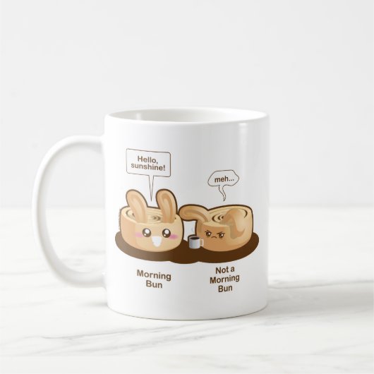 Punny Brötchen: Niedliches Morgen-Häschen Kaffeetasse (Links)
