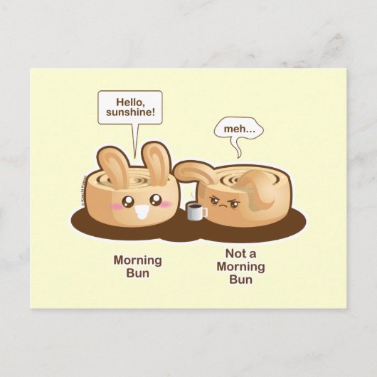 Punny Buns: Niedlich Morgensonne Postkarte (Vorderseite)