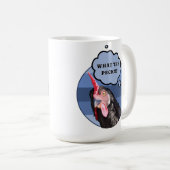 Punny Chicken Face | Was zum Peck?! Kaffeetasse (VorderseiteRechts)