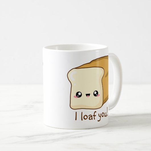 Punny I loaf dich, Kawaii Brot Kaffeetasse (VorderseiteRechts)