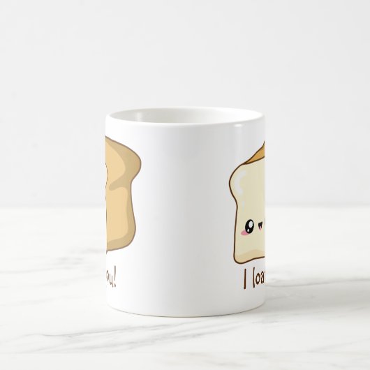Punny I loaf dich, Kawaii Brot Kaffeetasse (Mittel)