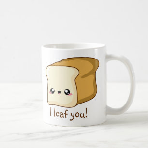 Punny I loaf dich, Kawaii Brot Kaffeetasse