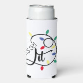 Punny Lasse Lit | Weihnachtsbeleuchtung Trinkpuppe Selters Dosenkühler (Seltzer Vorderseite)