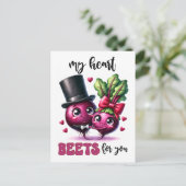 Punny mein Herz Beets für Sie Postkarte (Stehend Vorderseite)