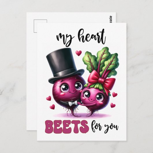 Punny mein Herz Beets für Sie Postkarte (Vorne/Hinten)