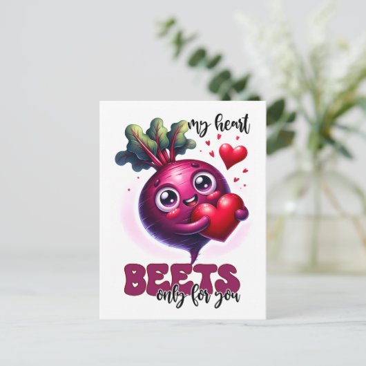 Punny mein Herz Beets nur für Sie Postkarte (Stehend Vorderseite)