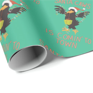 Punny Santa Caws Weihnachtsfeiertag Crow Geschenkpapier