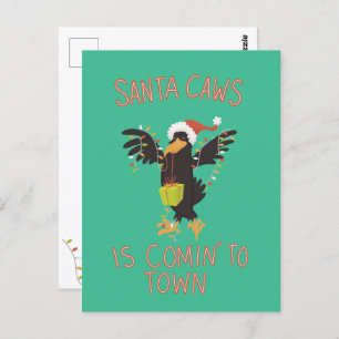 Punny Santa Caws Weihnachtsfeiertag Crow Postkarte