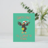 Punny Santa Caws Weihnachtsfeiertag Crow Postkarte (Stehend Vorderseite)