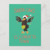 Punny Santa Caws Weihnachtsfeiertag Crow Postkarte (Vorderseite)