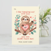 Punny Sloth Classroom Valentine's Exchange Feiertagskarte (Stehend Vorderseite)
