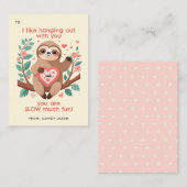 Punny Sloth Classroom Valentine's Exchange Mitteilungskarte (Vorne/Hinten)