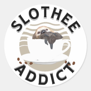 Punny Sloth und Coffee Loops Runder Aufkleber