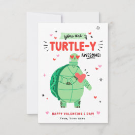 Punny Turtle Valentine's Day Kids Classroom Card Einladung