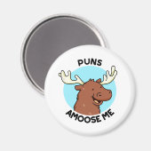 Puns Amoose Me Funny Else Puff Magnet (Vorderseite/Rückseite)