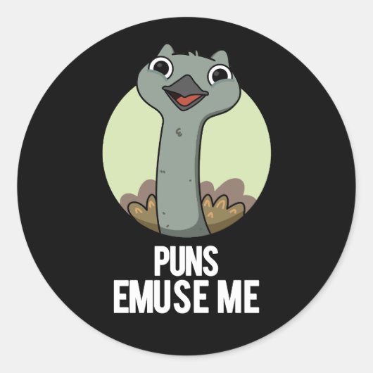 Puns Emuse Me Funny Emu Pun Dark BG Runder Aufkleber (Vorderseite)