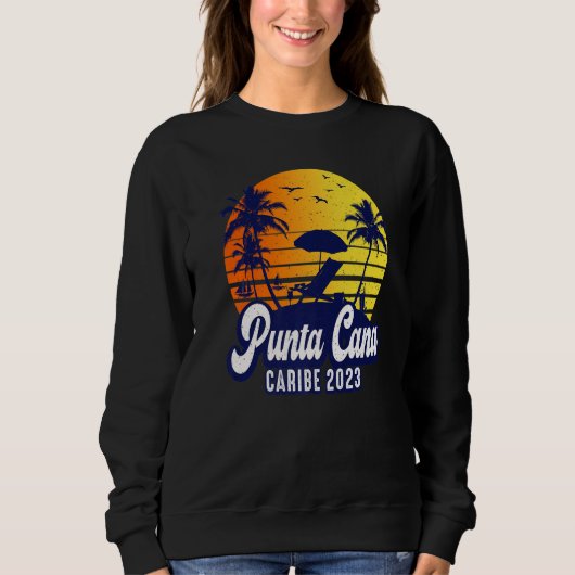 Punta Cana 2023 Dominican Sunset Beach Retro Premi Sweatshirt (Vorderseite)