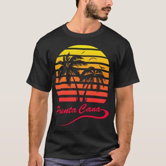 Punta Cana 80er tropischer Sonnenuntergang T-Shirt (Vorderseite)